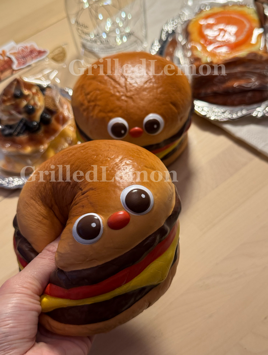 Jumbo RedNose Fluffy Double Cheeseburger Squishy