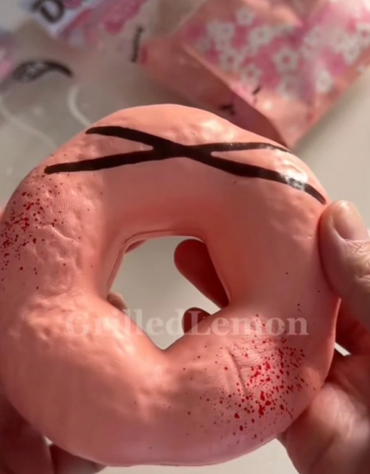 2 Flavours! Fluffy Pink Strawberry Sugar Ring Donut Squishy