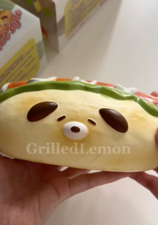 White Fluffy Relaxed Puppy Hotdog Sausage Bread Squishy