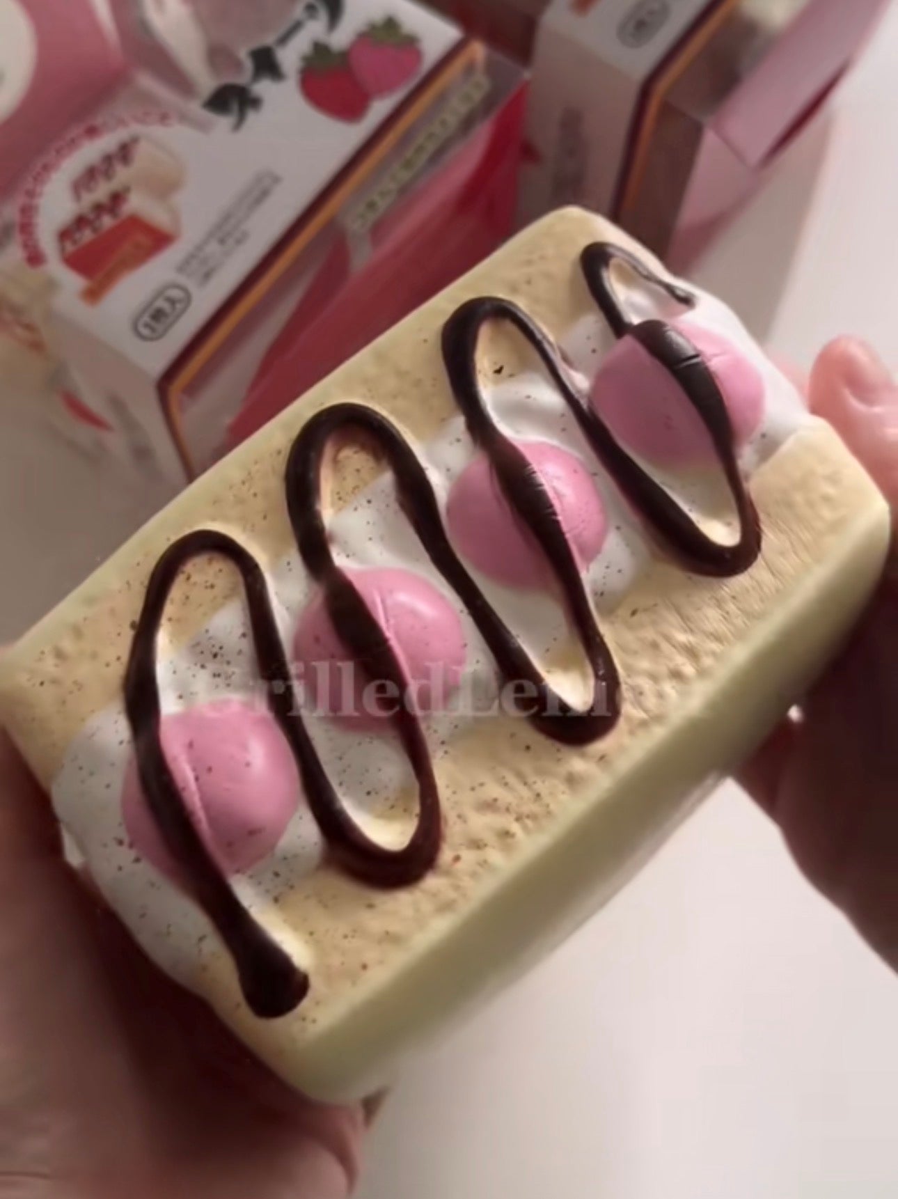 Thick Fluffy Strawberry Chocolate Sandwich Squishy