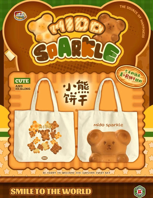 Mido Squishy - Teddy Cookie Canvas Tote Carrier Bag
