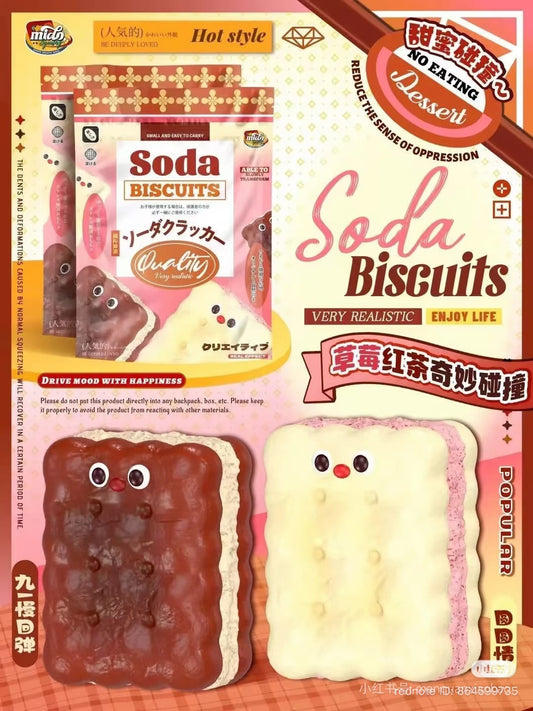 2 Flavours! Jumbo RedNose Chocolate Strawberry Cream Soda Biscuit Squishy