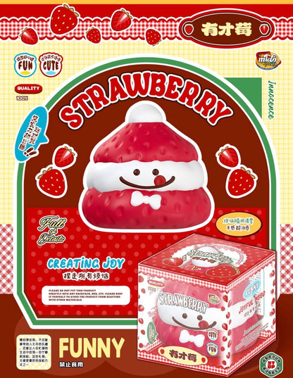 Fluffy Cute Red Strawberry Mascot Snowman Squishy