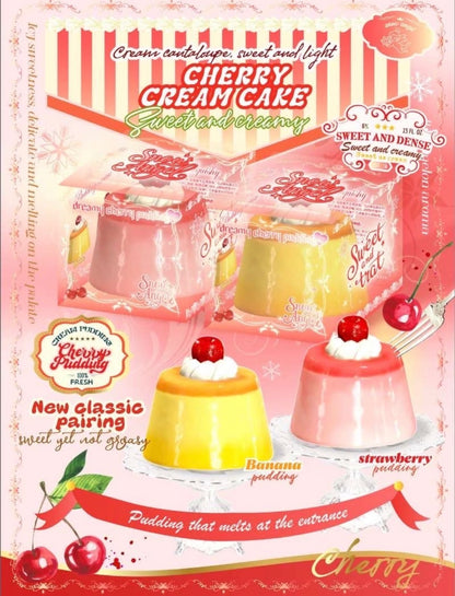2 Flavours! Thick Banana Strawberry Cherry Cream Pudding Squishy