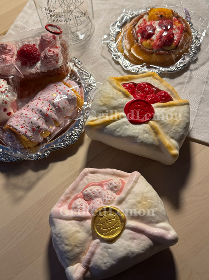 2 Colours! Romantic Fluffy Strawberry Envelope Bread Squishy