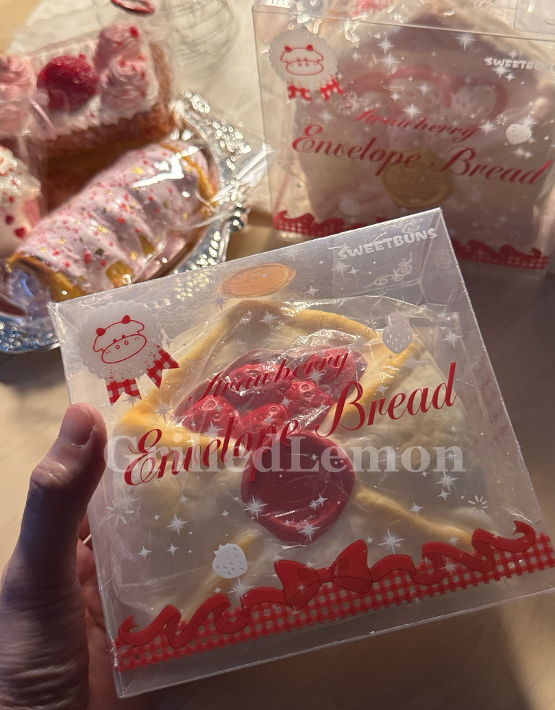 2 Colours! Romantic Fluffy Strawberry Envelope Bread Squishy