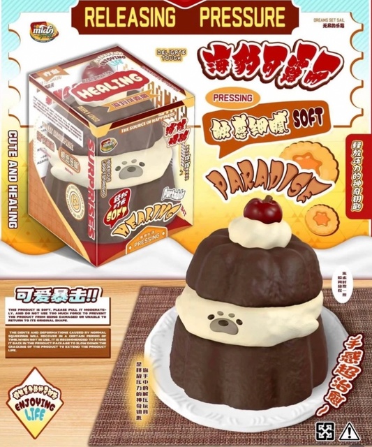 Jumbo Seal Pudding Cherry Cream Canele Squishy