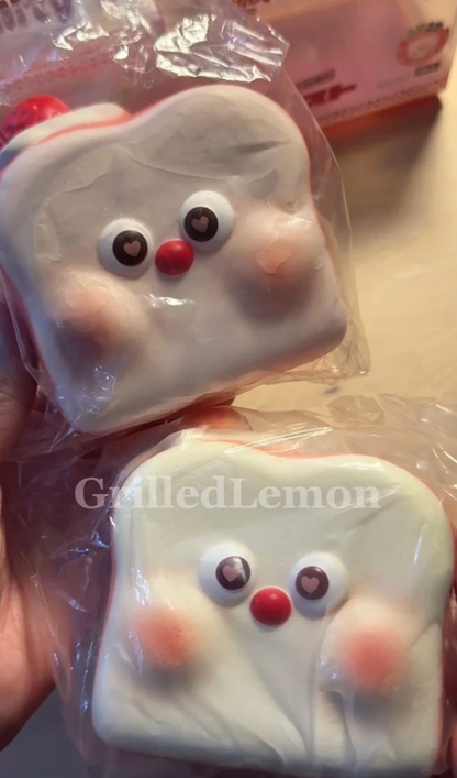 Fluffy RedNose Strawberry Pink Milk Toast Squishy