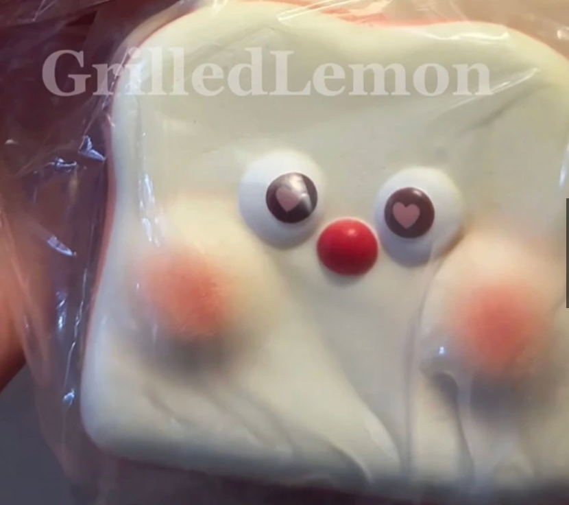 Fluffy RedNose Strawberry Pink Milk Toast Squishy
