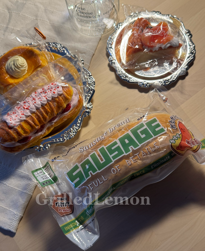 2 Flavours! Fluffy Realistic Sausage Bread Roll Squishy