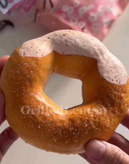 2 Flavours! Fluffy Pink Strawberry Sugar Ring Donut Squishy
