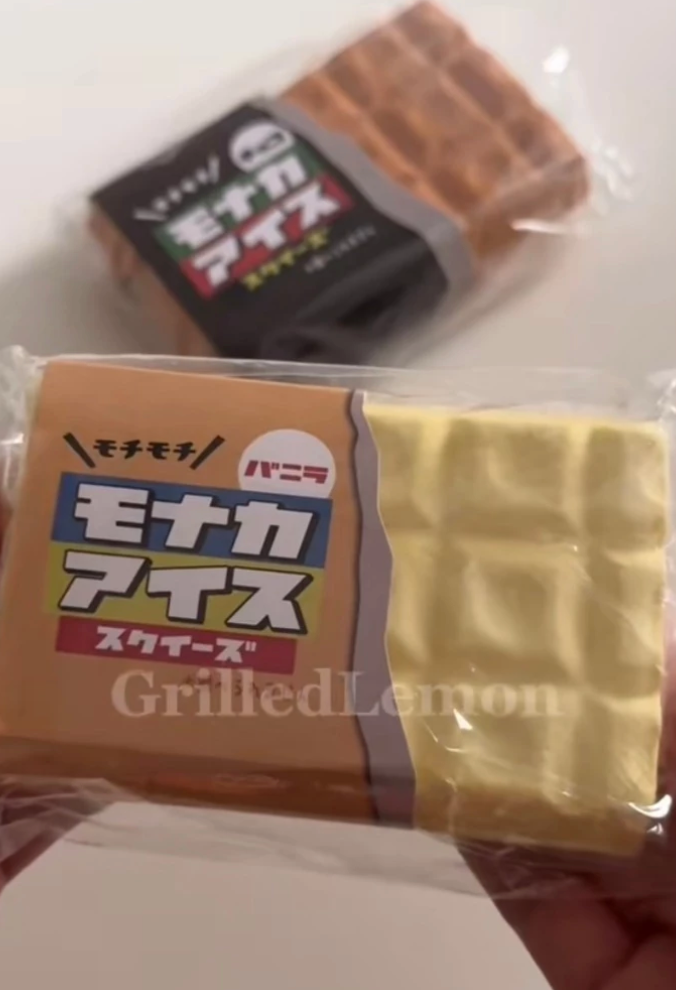 2 Flavours! Realistic Thick Fluffy Ice-Cream Wafer Biscuit Squishy
