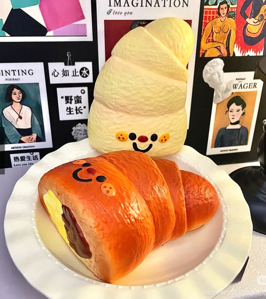 2 Colours! Jumbo Cute Butter Croissant Bread Squishy