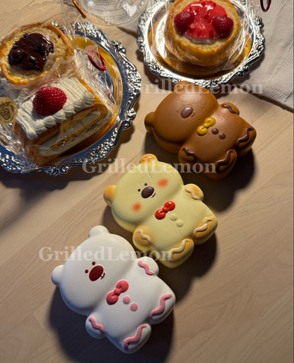 3 Colours! Doubao PuppyBear Gingerbread Cookie Mascot Squishy