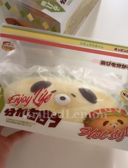 White Fluffy Relaxed Puppy Hotdog Sausage Bread Squishy