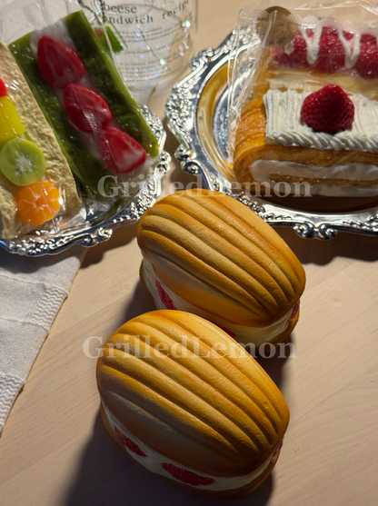 Fluffy Realistic Raspberry Cream Baked Madeleine