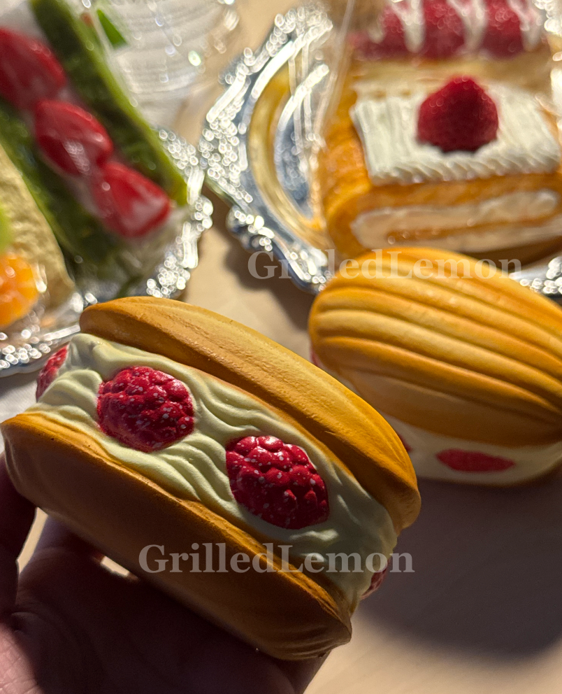 Fluffy Realistic Raspberry Cream Baked Madeleine