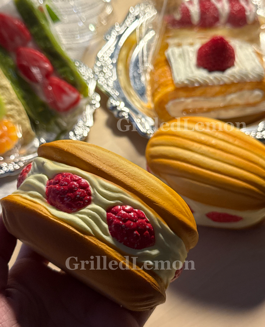 Fluffy Realistic Raspberry Cream Baked Madeleine