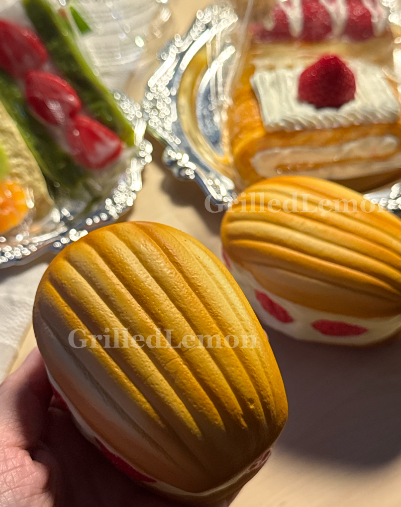Fluffy Realistic Raspberry Cream Baked Madeleine