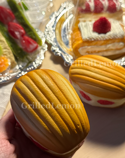 Fluffy Realistic Raspberry Cream Baked Madeleine