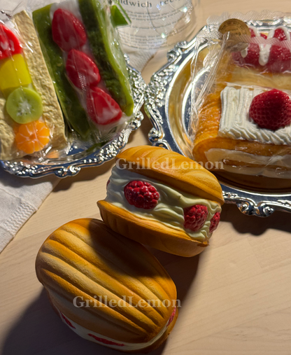 Fluffy Realistic Raspberry Cream Baked Madeleine