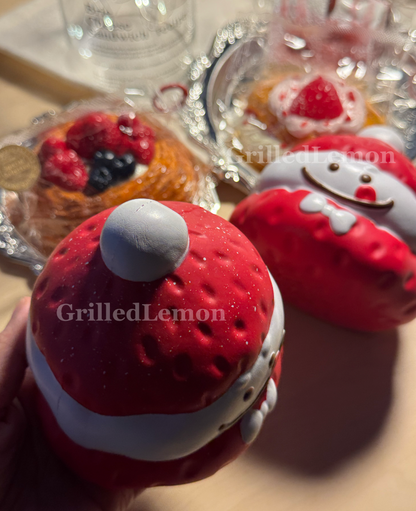 Fluffy Cute Red Strawberry Mascot Snowman Squishy