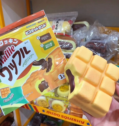 Realistic Jumbo Fluffy Chocolate Plain Waffle Squishy