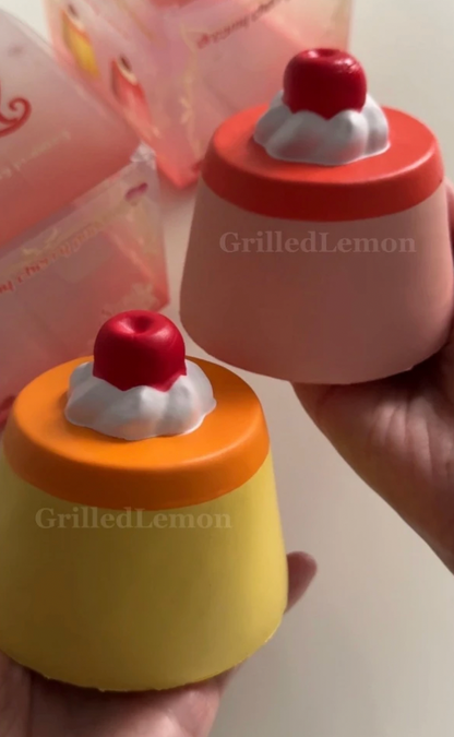 2 Flavours! Thick Banana Strawberry Cherry Cream Pudding Squishy