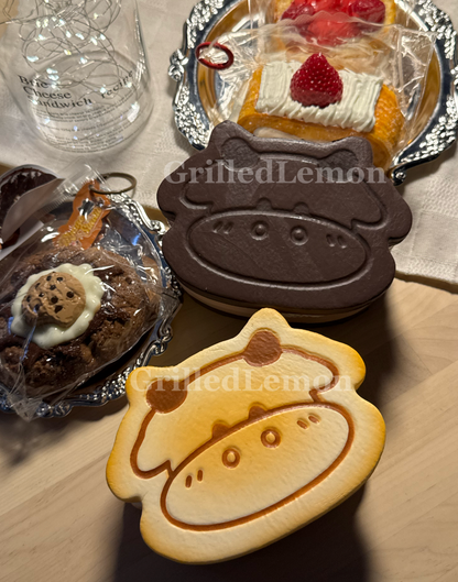 2 Flavours! Hokkaido Milk Chocolate Vanilla Cow Mascot Biscuit Squishy