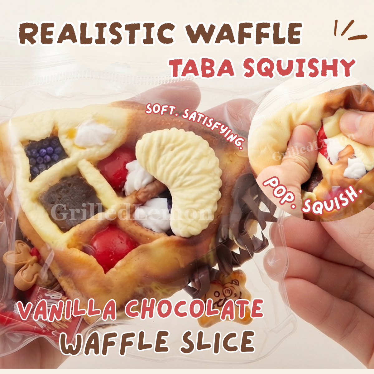 Realistic Chocolate Vanilla Waffle Taba Squishy