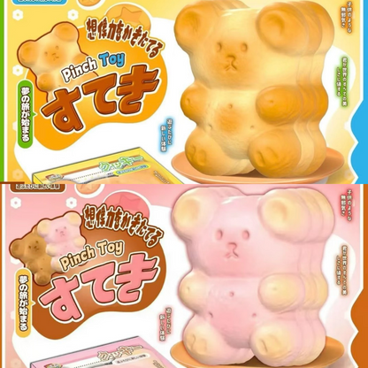 2 Colours! Butter Strawberry Teddy Bear Cookie Squishy