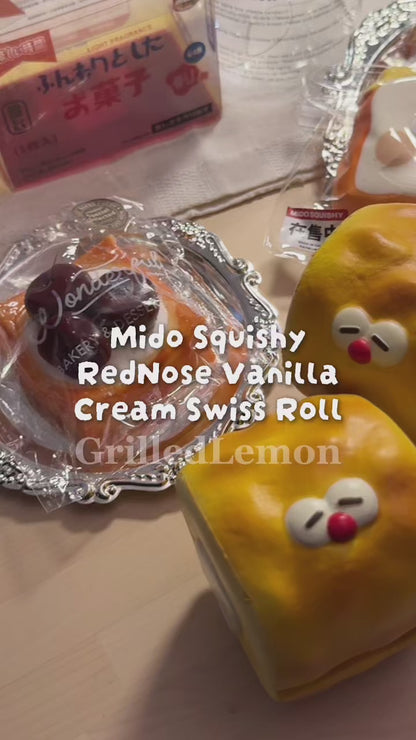 Fluffy RedNose Vanilla Cream Swiss Roll Cake Squishy