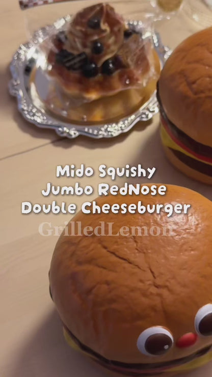 Jumbo RedNose Fluffy Double Cheeseburger Squishy