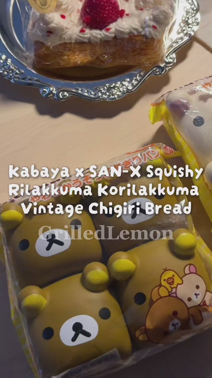 2 Designs! Vintage Rilakkuma Korilakkuma Chigiri Bread Set of 4 Squishy