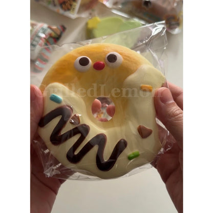 2 Colours! Jumbo RedNose Chocolate Drizzle Bitten Donut Squishy