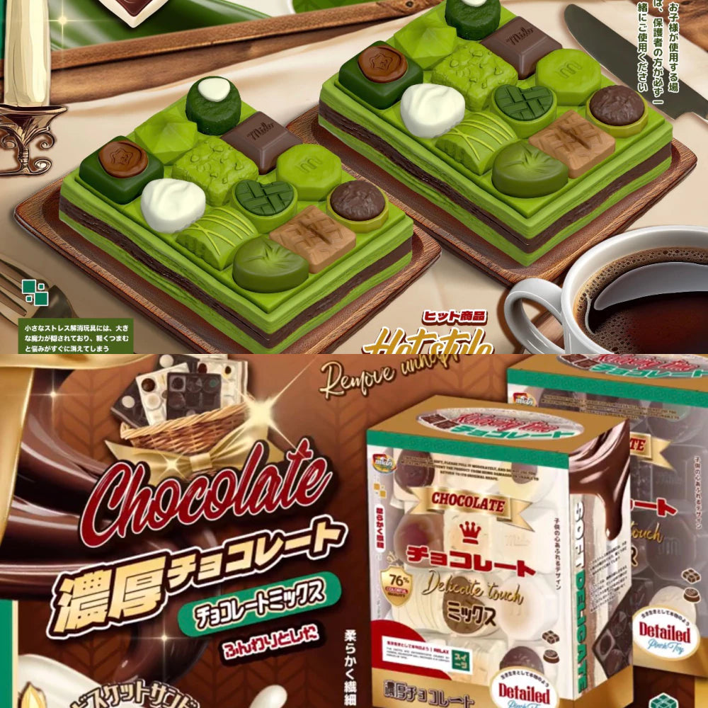 2 Colours! Jumbo Chocolate Block Dessert Bar Squishy