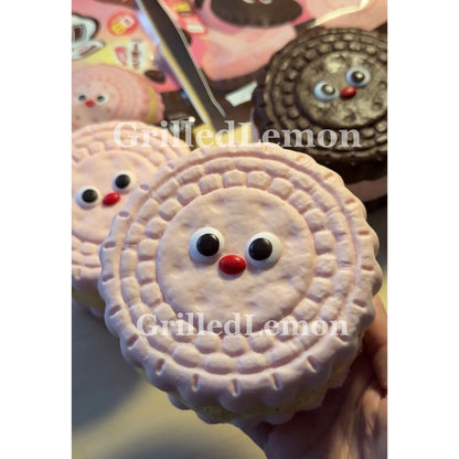 2 Flavours! Jumbo RedNose Strawberry Chocolate Cream Sandwich Cookie Squishy