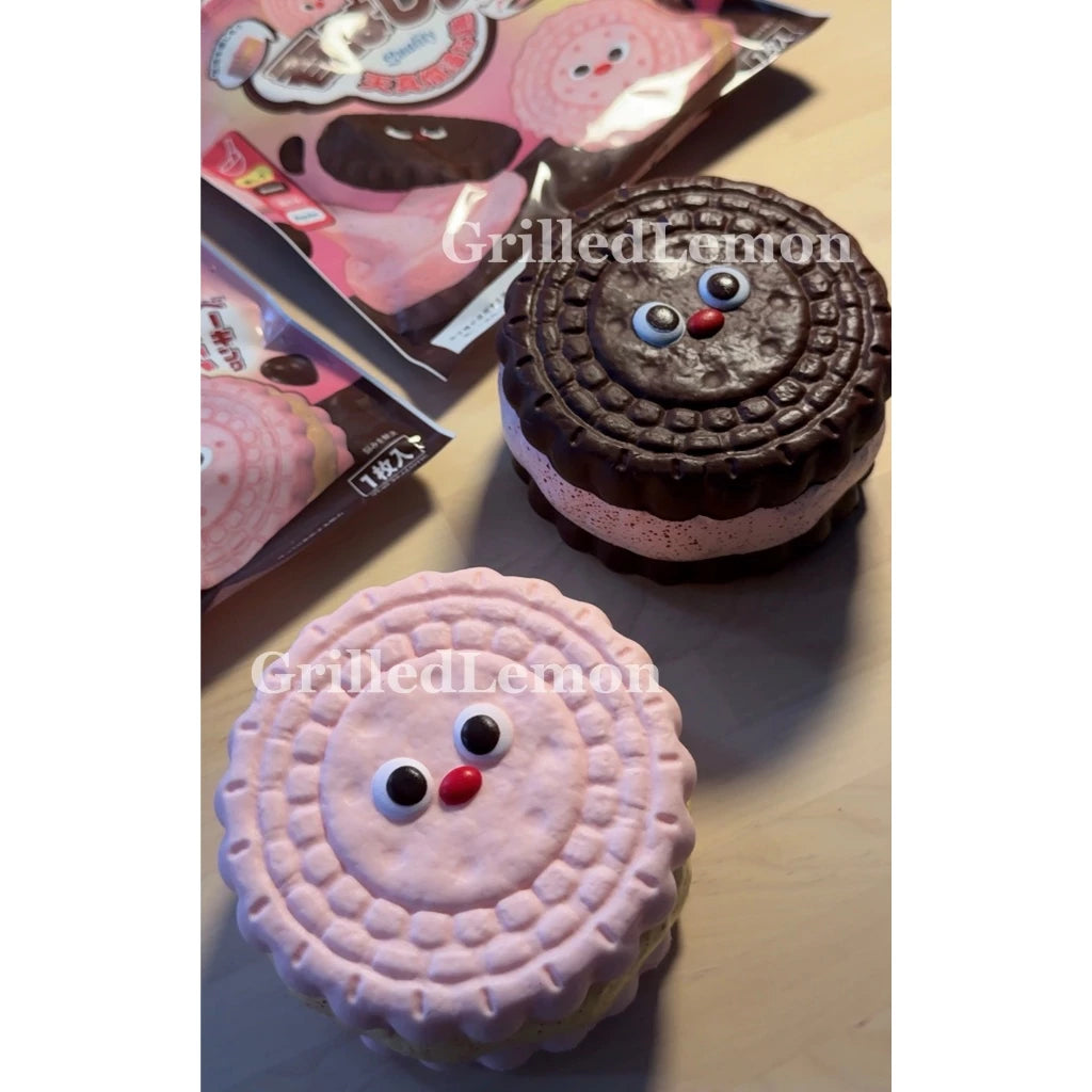 2 Flavours! Jumbo RedNose Strawberry Chocolate Cream Sandwich Cookie Squishy