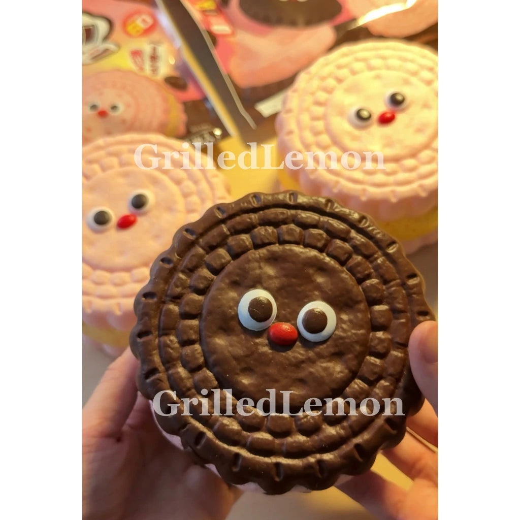 2 Flavours! Jumbo RedNose Strawberry Chocolate Cream Sandwich Cookie Squishy