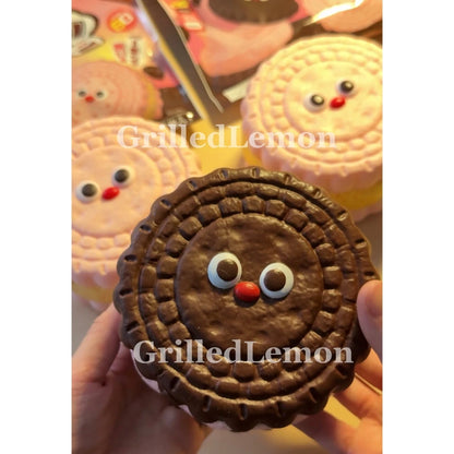 2 Flavours! Jumbo RedNose Strawberry Chocolate Cream Sandwich Cookie Squishy