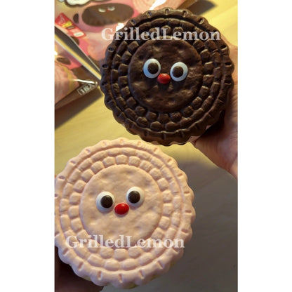 2 Flavours! Jumbo RedNose Strawberry Chocolate Cream Sandwich Cookie Squishy